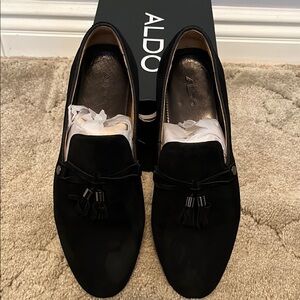 Aldo Men's Classic Black Suede Loafers with Tassels